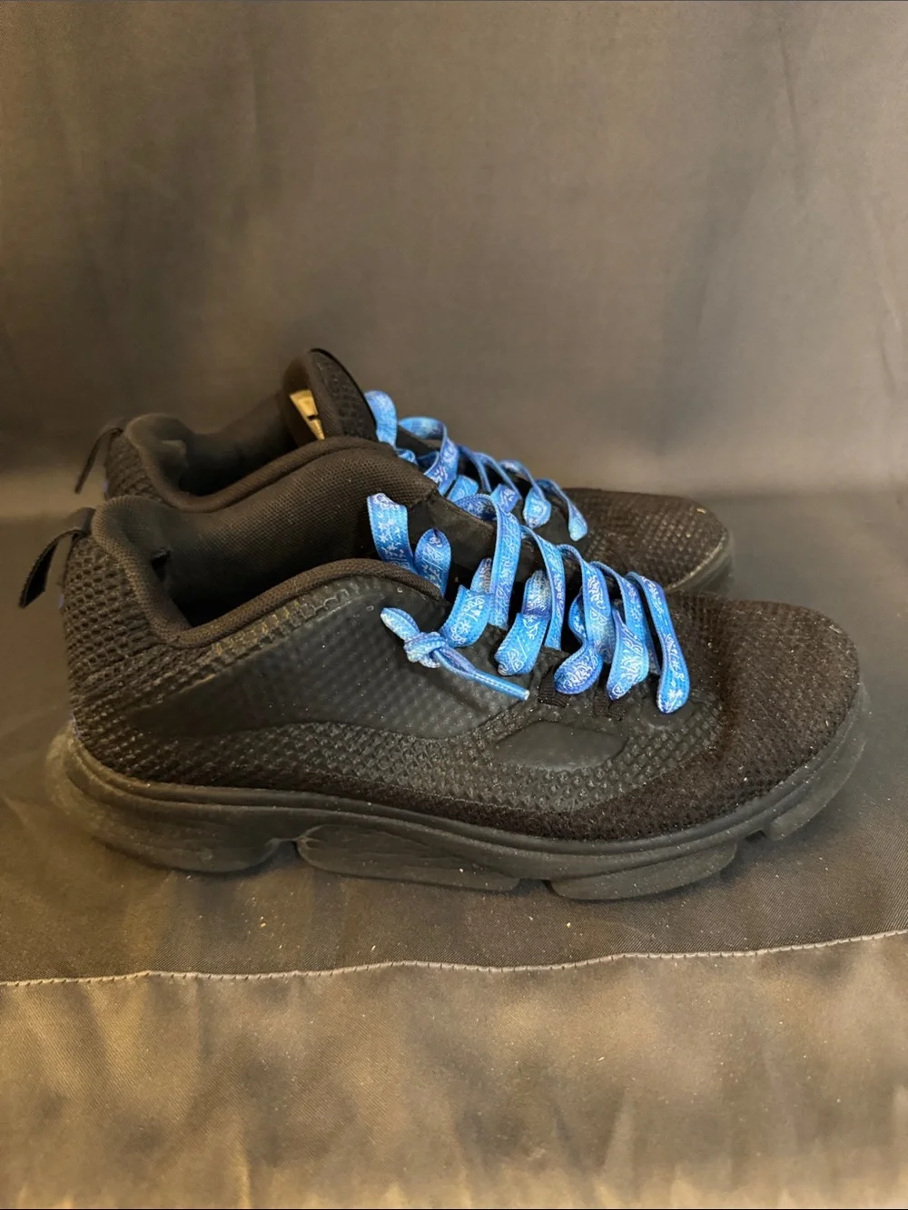 Jordan Men’s Black Sneakers with Light Blue Patterned Laces